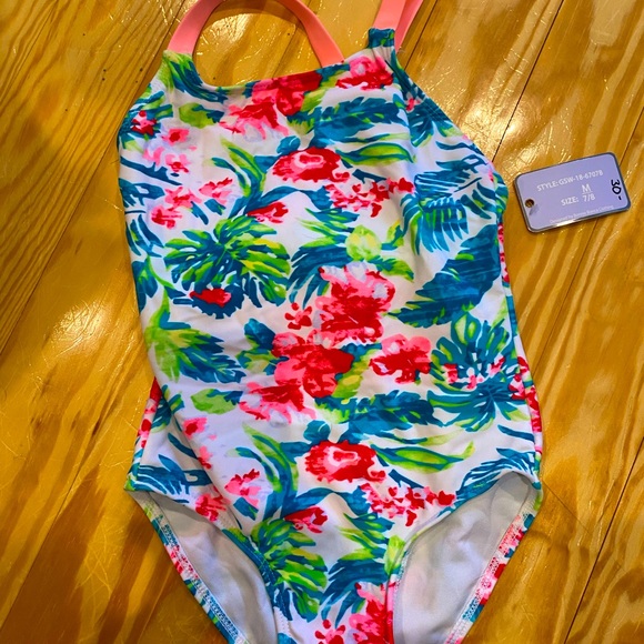 TWO One Pieces: Girls 7/8 Swimsuits - Picture 2 of 3